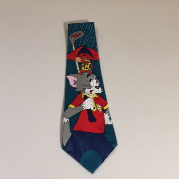 Tom & Jerry Cartoon Tie Green / Blue Vintage 1994 - Picture 2 of 13